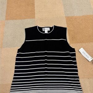 Black and White Striped Sleeveless Top